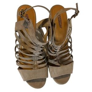 Seychelles Nutmeg Taupe Strappy Wedge Heel Sandals Womens Size 10